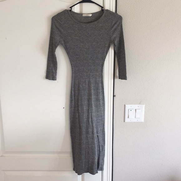 J&K Dresses & Skirts - Gray Midi Bodycon with Slit